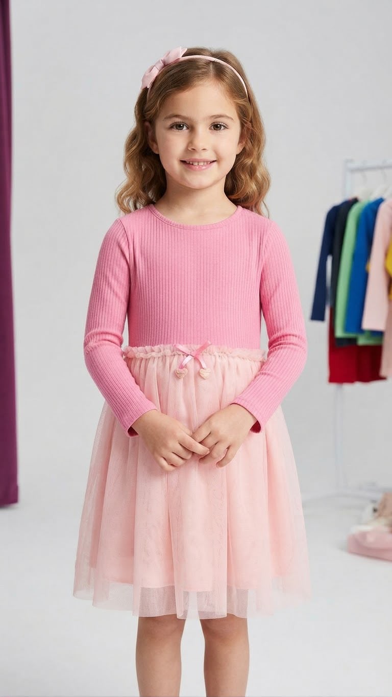 Enfant portant une robe rose en tulle chez London Shop